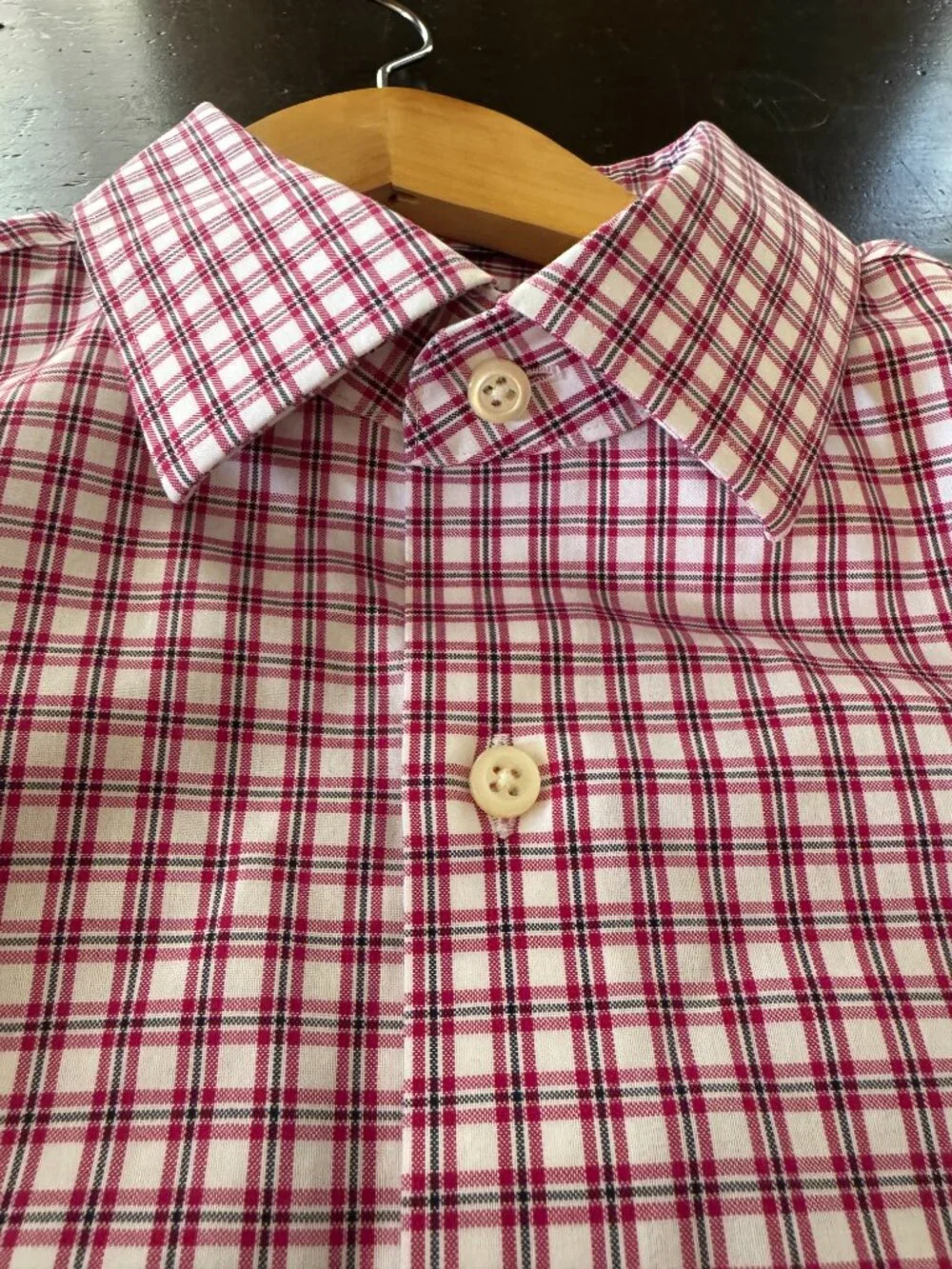 Banana Republic Camden Non-Iron Red/Black/White Checked Dress Shirt Size M